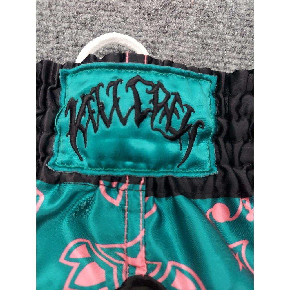 KILL CREW Fight Shorts Mens XL Teal Green Black Bandana Print Boxing Gym - Picture 8 of 12